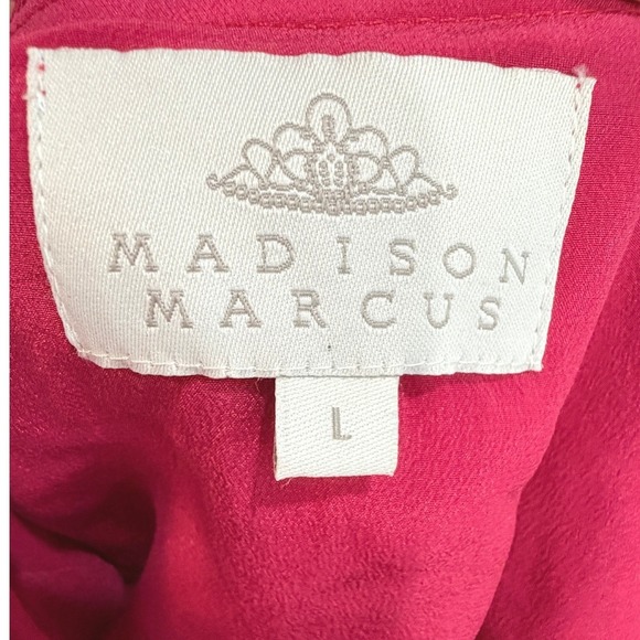 Madison Marcus Pink Silk Layered Pleated Frayed Edge Dress V-Neck Sleeveless - Picture 4 of 11